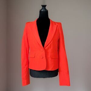 Juicy Couture Neon Orange Blazer Size Medium Tailored Jacket Statement Piece